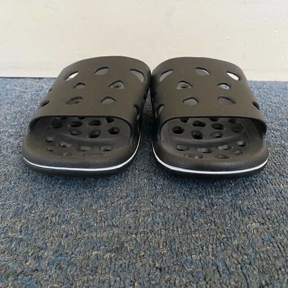 Enjoyall shoes men 12 slip on sandals w/hollow cut out holes black & white